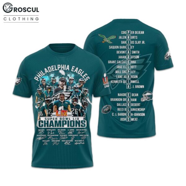 Eagles 2024 2025 Super Bowl LIX Champions Shirt 1