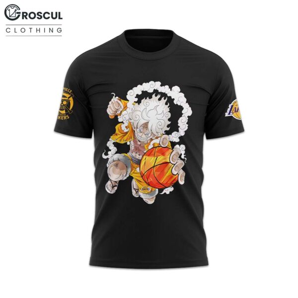 Lakers x One Piece Gear 5 Black Shirt