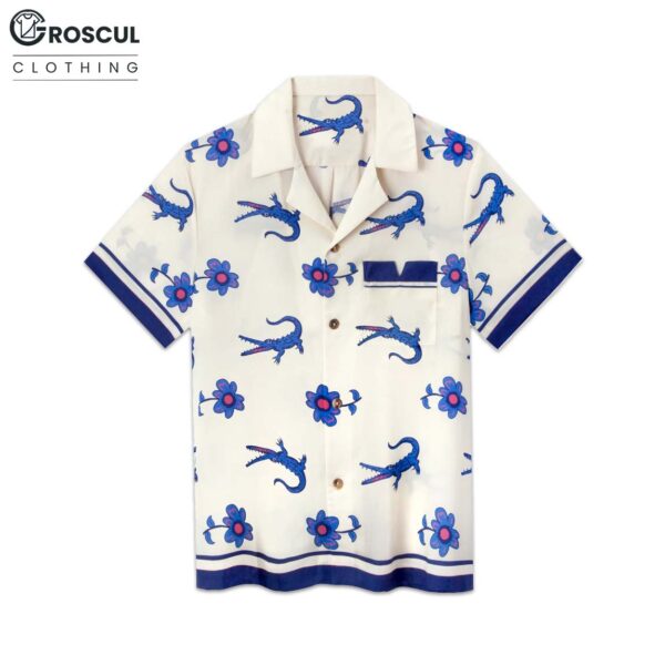 The White Lotus Sam Nivola Crocodile & Floral Hawaiian Shirt