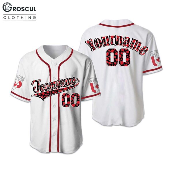 Custom Name Canada Elbows Up Baseball Jersey