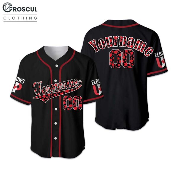 Custom Name Canada Elbows Up Baseball Jersey
