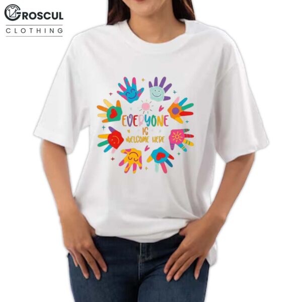 Everyone Is Welcome Here Rainbow Hand LGBT Shirt