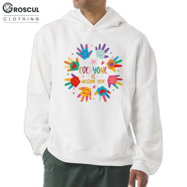 Everyone Is Welcome Here Rainbow Hand LGBT Shirt
