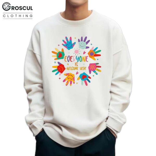 Everyone Is Welcome Here Rainbow Hand LGBT Shirt