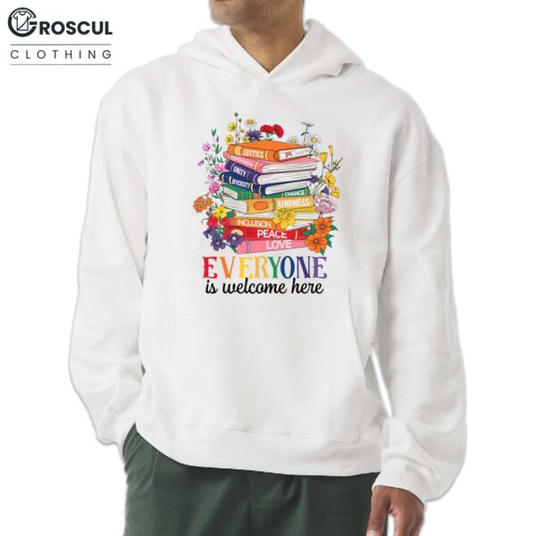 Floral Book Everyone Is Welcome Here LGBT Shirt