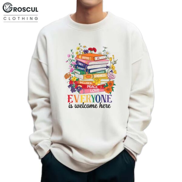 Floral Book Everyone Is Welcome Here LGBT Shirt