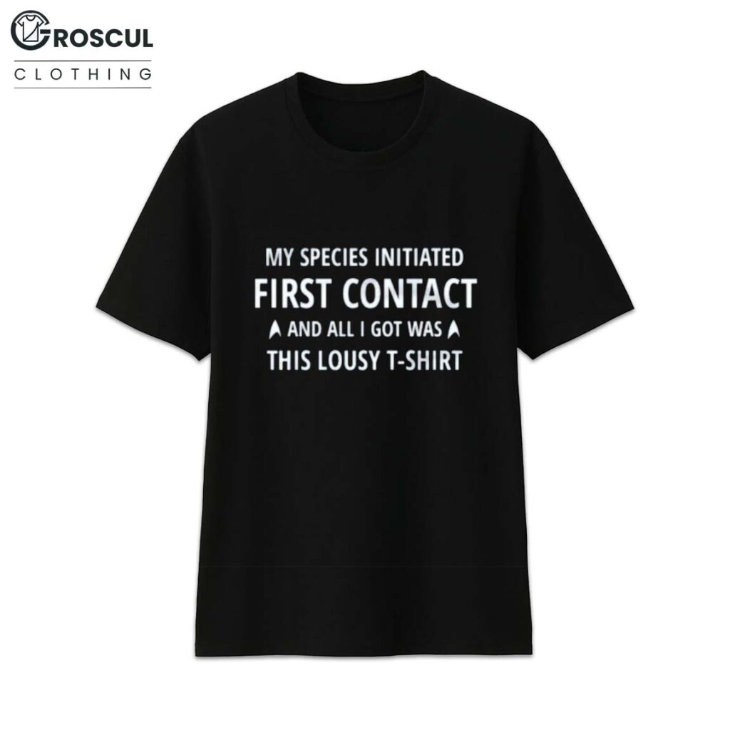 Ethan Peck Wearing My Species Initiated First Contact Shirt 1 Ethan Peck Wearing My Species Initiated First Contact Shirt 1